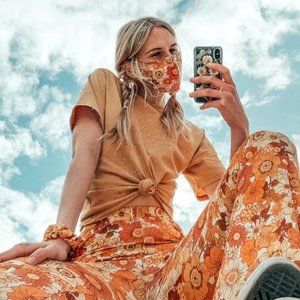 Retro Floral Face Mask